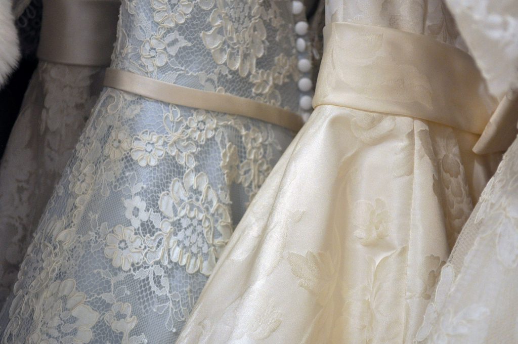 up close photo of wedding dresses