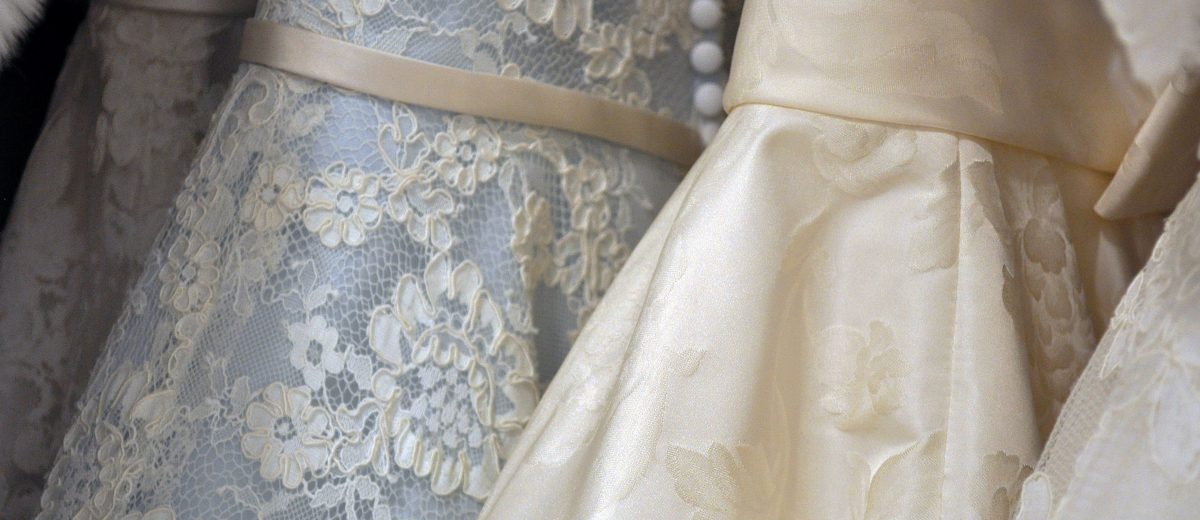 up close photo of wedding dresses